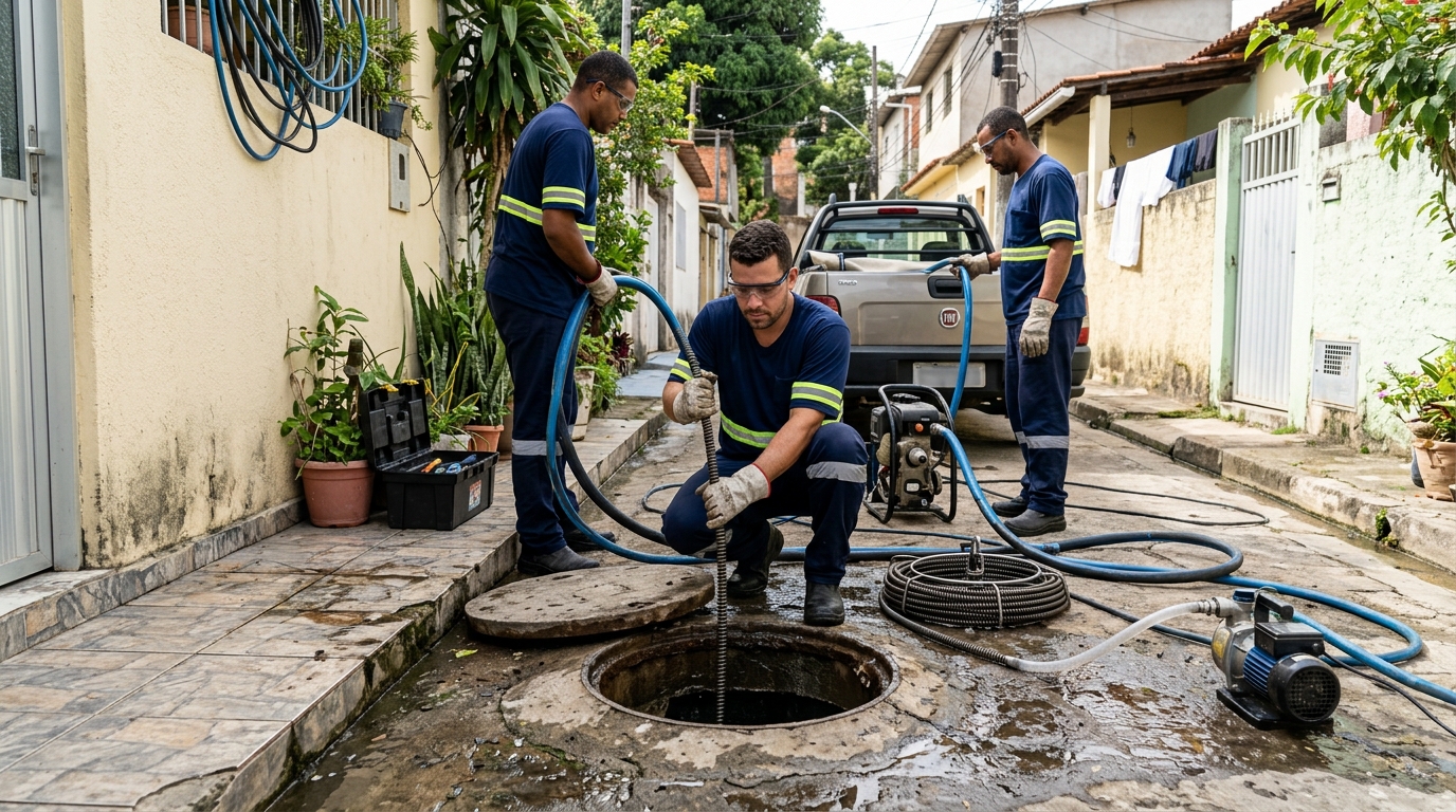 Desentupimento de esgoto com hidrojateamento em Duque de Caxias-RJ