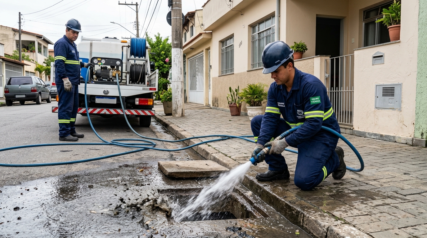 Hidrojateamento de redes hidráulicas em Duque de Caxias-RJ